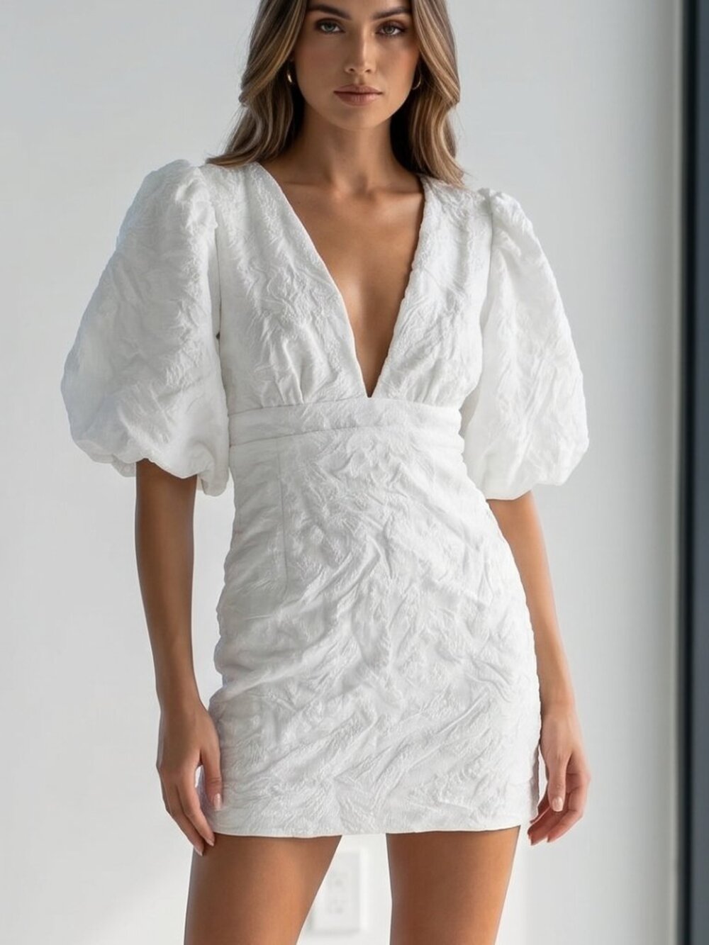 NWT REVOLVE SHOWPO Australia Miley mini dress white jacquard US 8